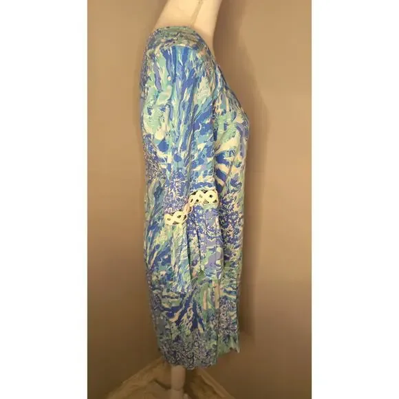 Lilly Pulitzer Hollie Blue Haven Hey Hey Soleil Shift Dress Size M - Picture 4 of 8